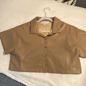 Vintage Havana tan vegan leather shirt size Small